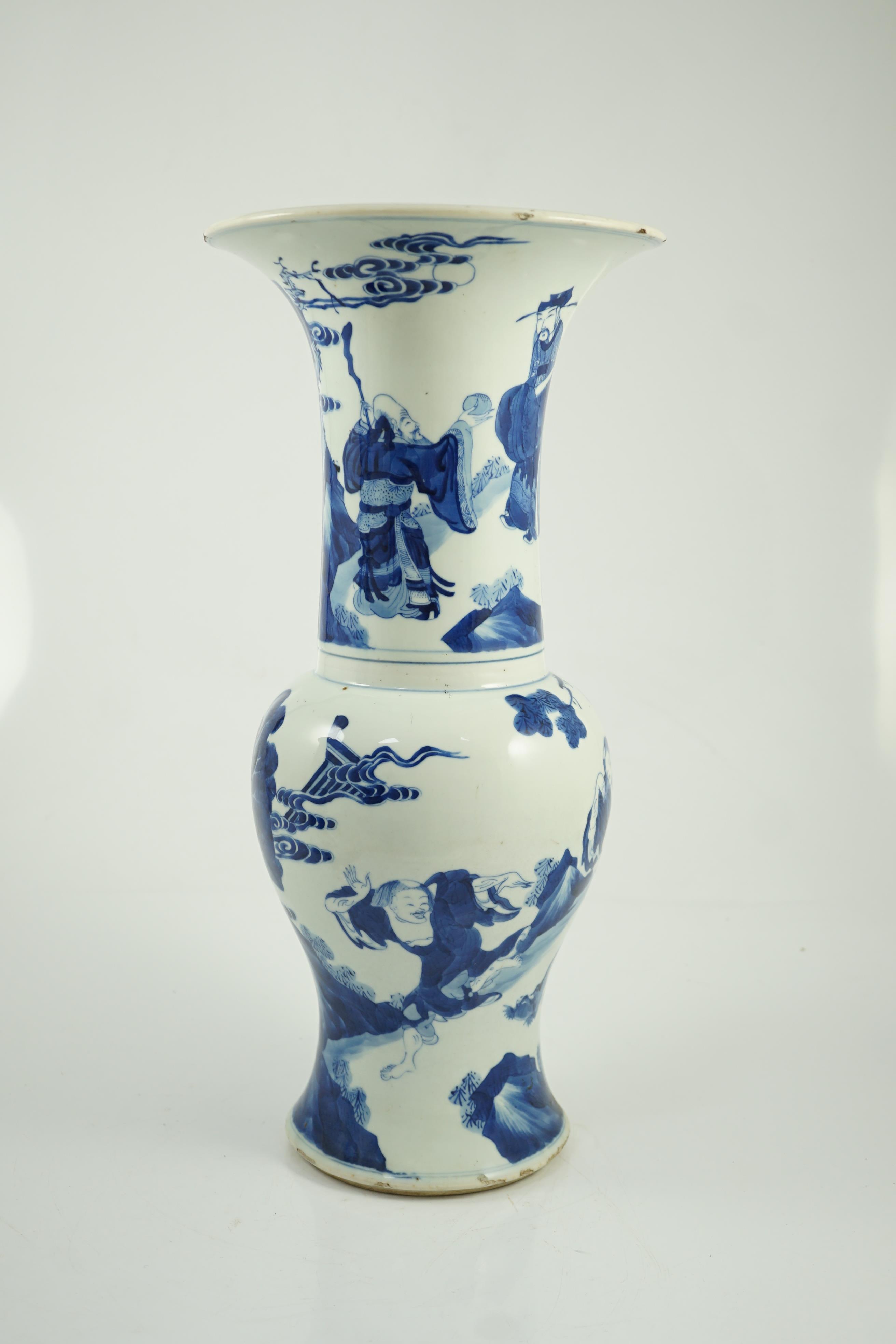 A Chinese blue and white ‘Daoist immortals’ yen-yen vase, Kangxi period